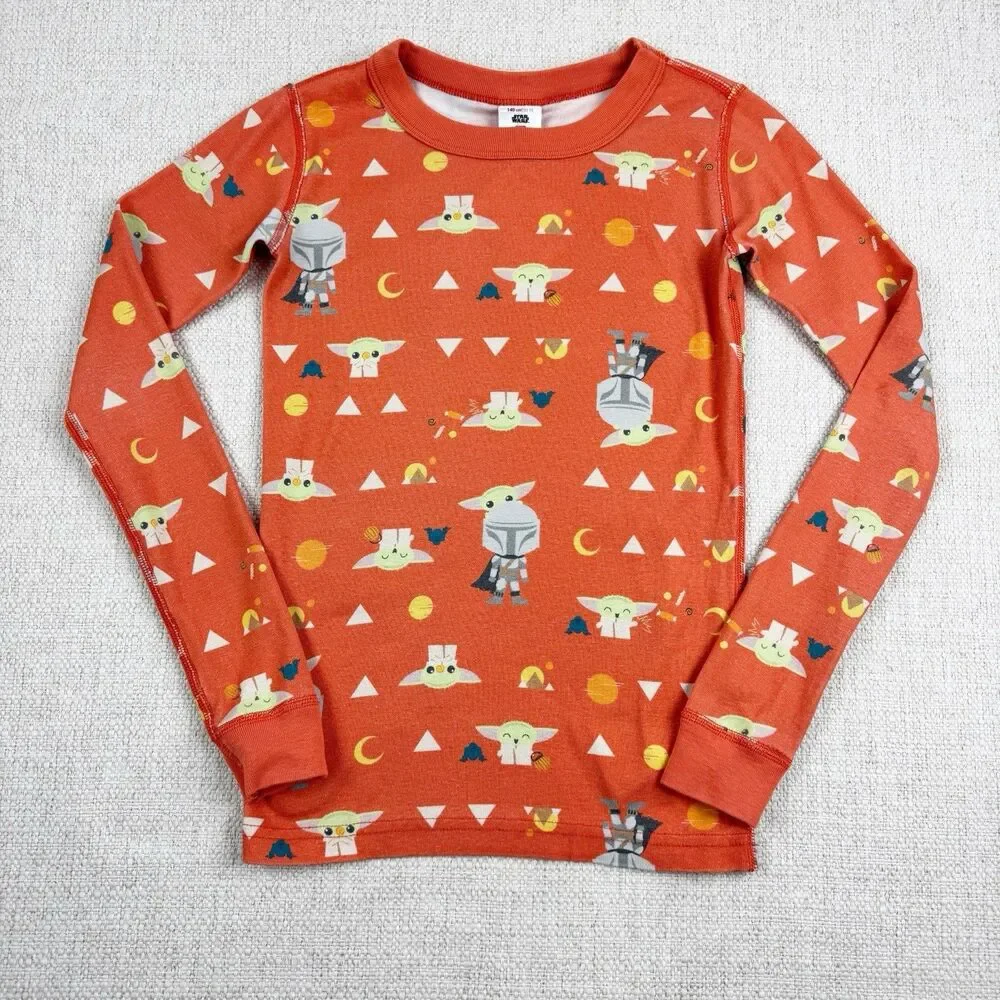 Hanna Andersson Star Wars Baby Yoda Pajama Set Size 140 cm US 10 Orange PJ